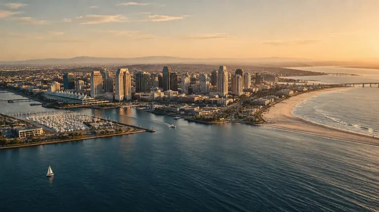 San Diego skyline at sunset